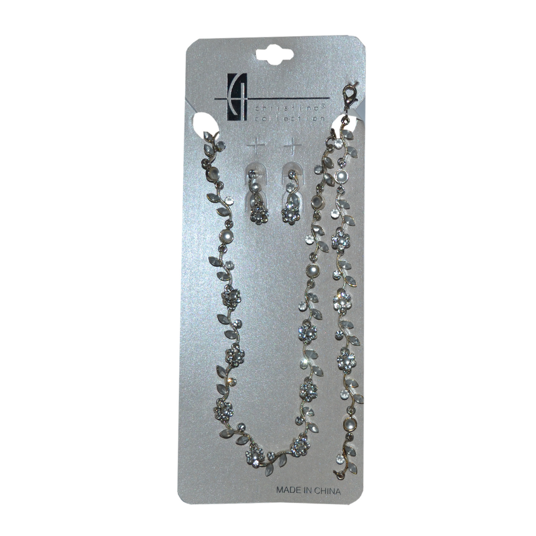 Rhinestone Necklace Set with Bracelet