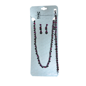 Heart Chain Rhinestone Necklace Set with Bracelet