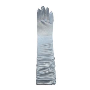 Long Wrinkled Satin Gloves - 14''